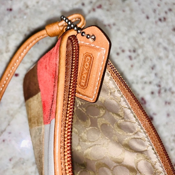 Coach Suede & Leather Patchwork Wristlet/Clutch - Picture 3 of 5